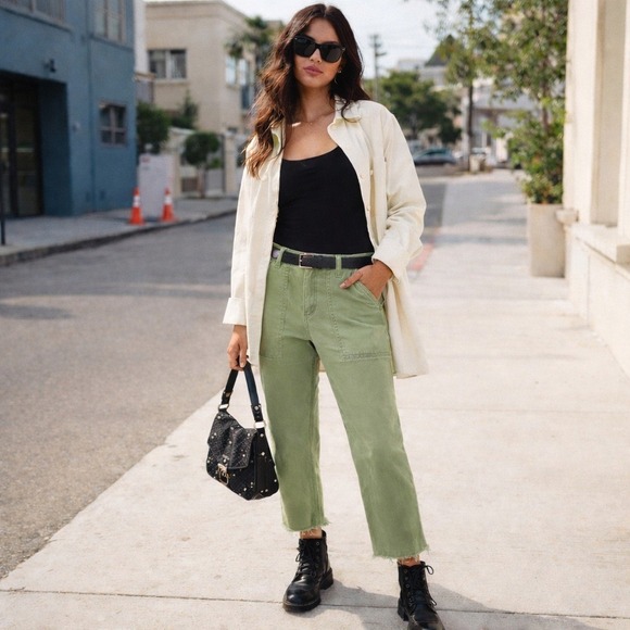 Sanctuary Pants - Sanctuary Womens Standard Surplus Utility Pants 32 Sage Raw Hem Cargo Gorpcore